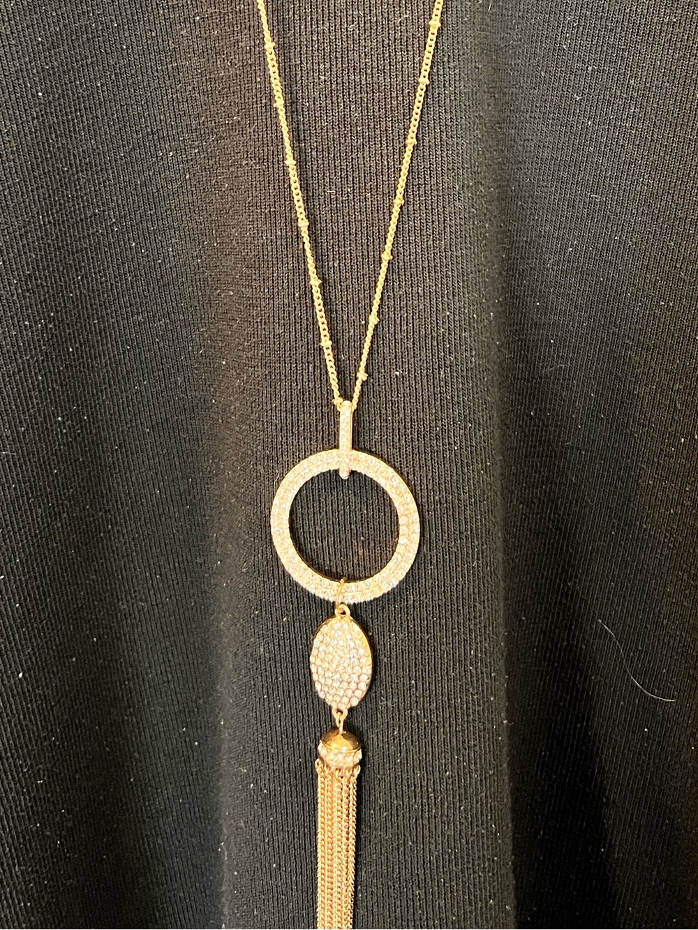 Paparazzi Gold Circle Pendant Tassel Necklace